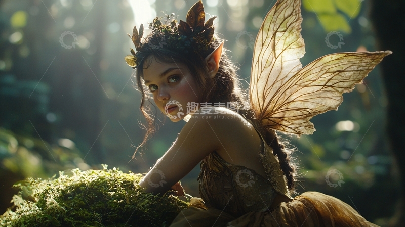 高清大图下载【趣麦麦图】森林精灵女孩