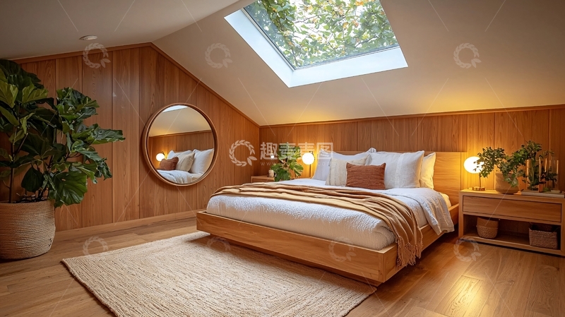 高清大图下载【趣麦麦图】温馨木质阁楼卧室