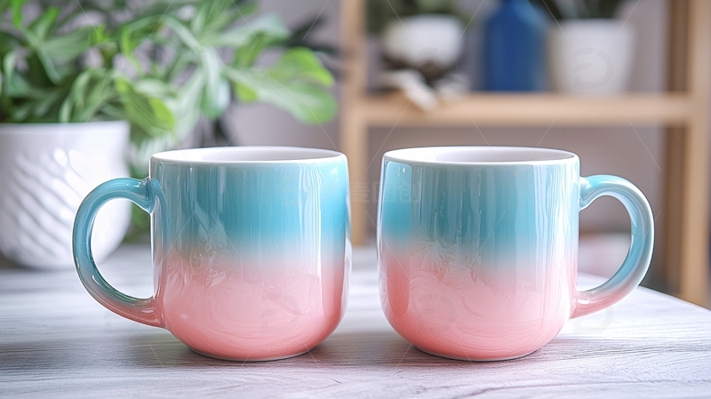 高清大图下载【趣麦麦图】渐变色马克杯