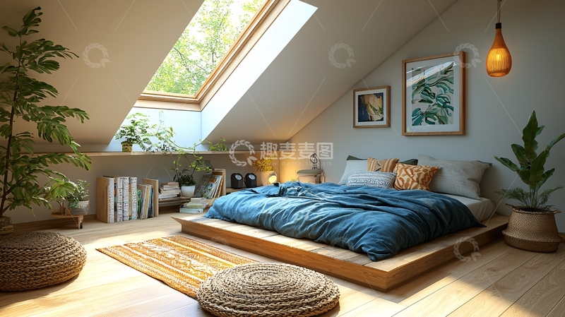高清大图下载【趣麦麦图】舒适阁楼卧室