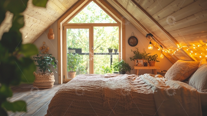 高清大图下载【趣麦麦图】阁楼卧室温馨舒适