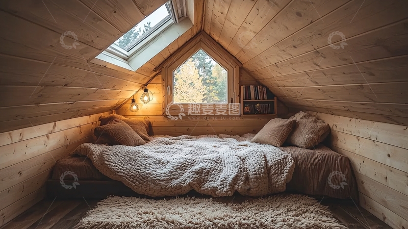 高清大图下载【趣麦麦图】木屋阁楼卧室温馨舒适