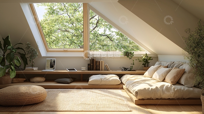 高清大图下载【趣麦麦图】阁楼阳光卧室