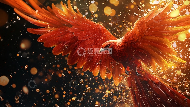 高清大图下载【趣麦麦图】火红的凤凰展翅飞翔
