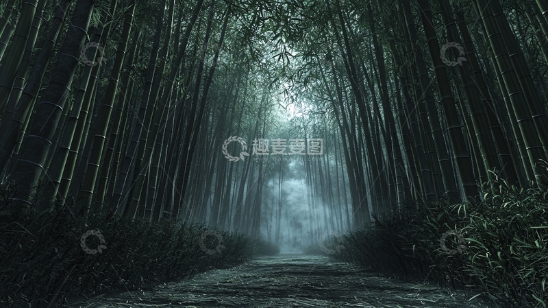 高清大图下载【趣麦麦图】幽静竹林小路