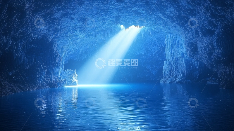 高清大图下载【趣麦麦图】蓝色洞穴光线