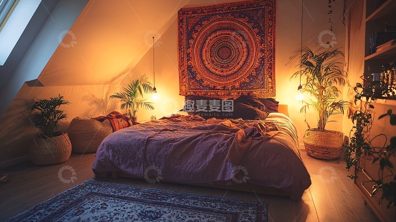 高清大图下载【趣麦麦图】温暖舒适的阁楼卧室