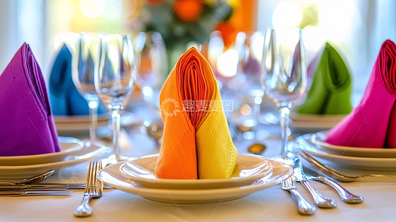 高清大图下载【趣麦麦图】彩色餐巾折叠