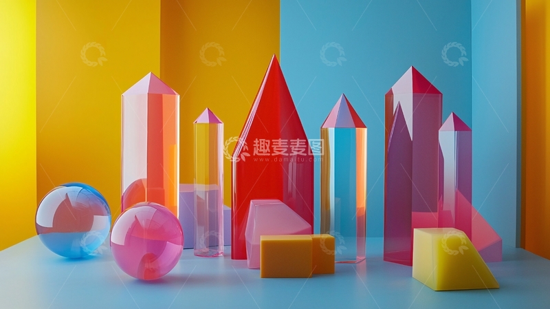 高清大图下载【趣麦麦图】彩色几何体背景