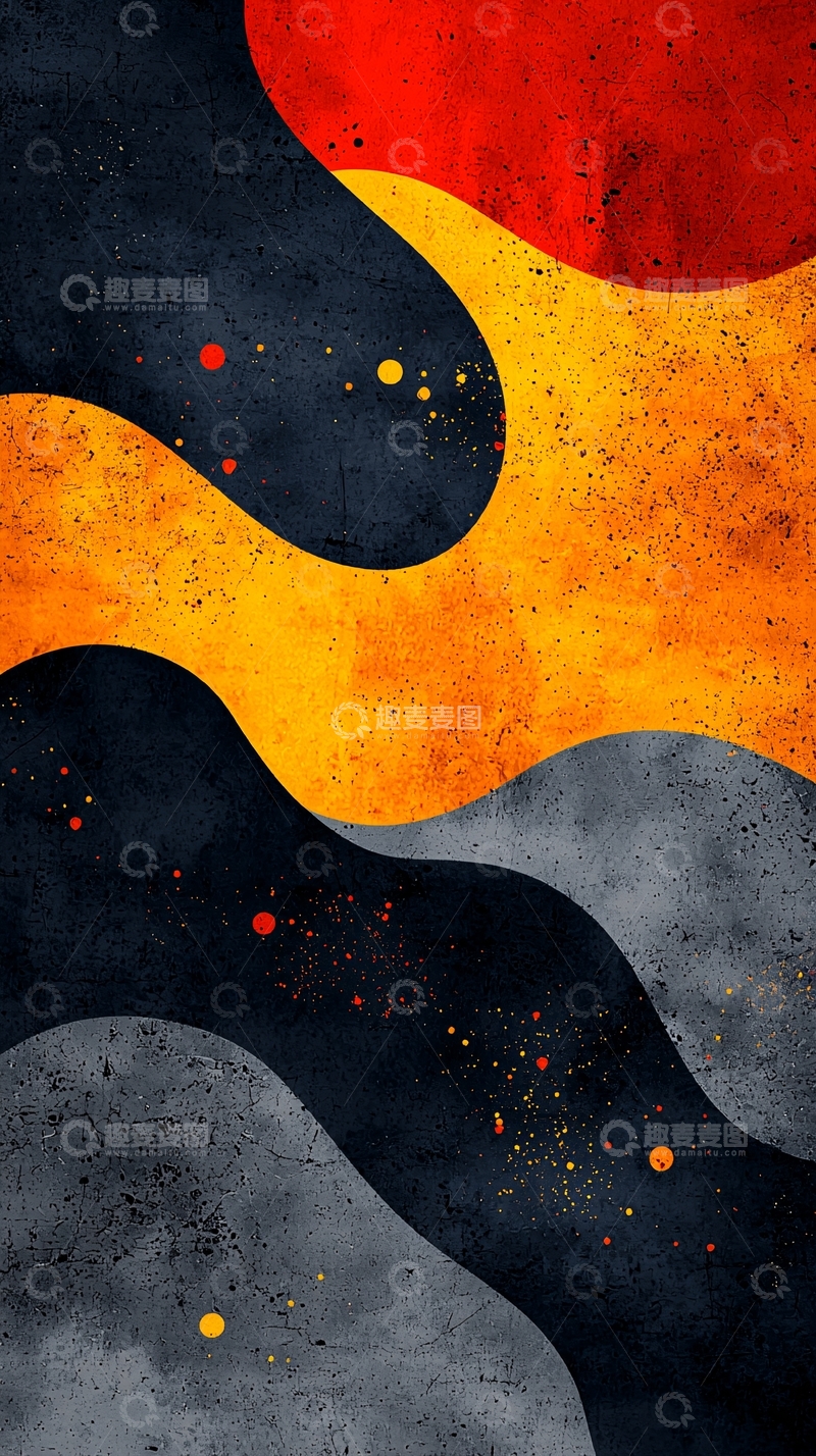 高清大图下载【趣麦麦图】抽象曲线色块背景