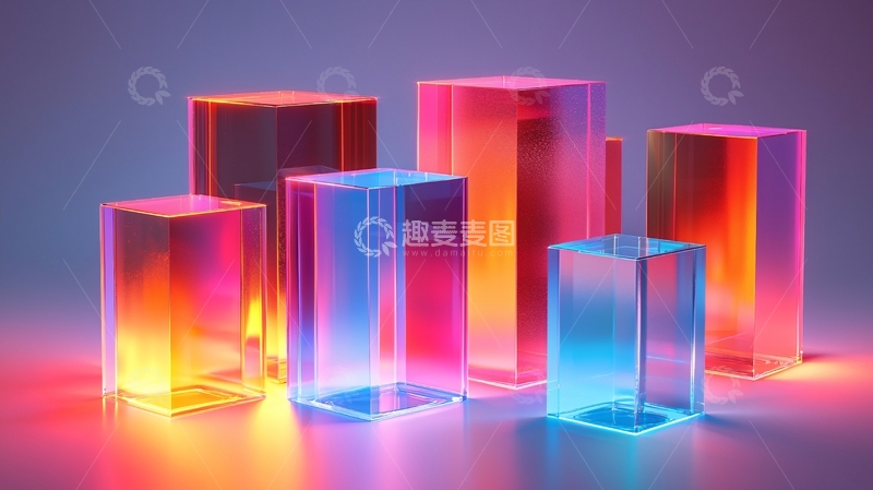 高清大图下载【趣麦麦图】彩色透明玻璃方块