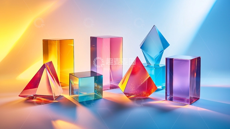 高清大图下载【趣麦麦图】彩色透明几何体