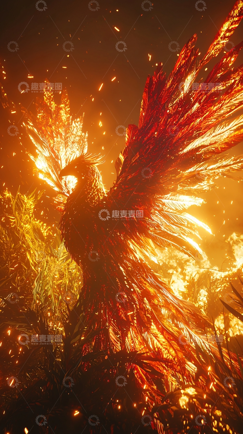 高清大图下载【趣麦麦图】火焰凤凰
