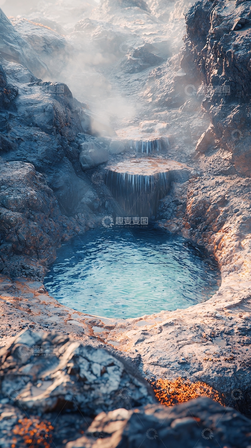 高清大图下载【趣麦麦图】山间温泉小池