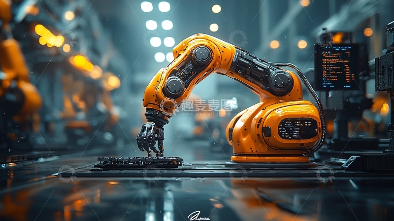 高清大图下载【趣麦麦图】工业机器人手臂工作场景