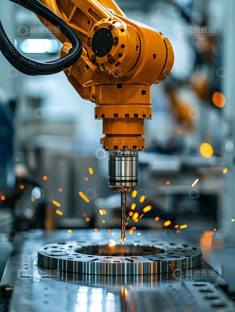 高清大图下载【趣麦麦图】工业机器人正在钻孔
