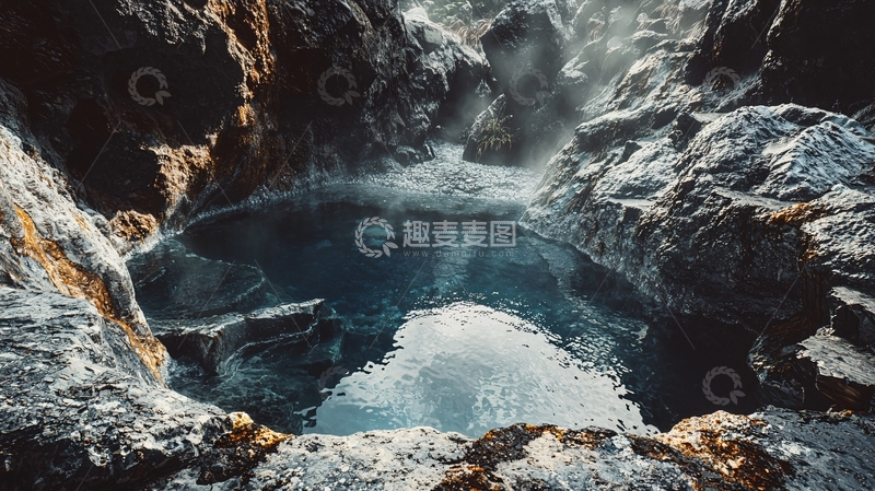 高清大图下载【趣麦麦图】山间温泉