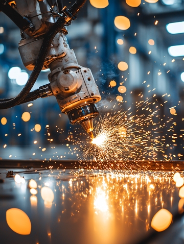 工业机器人激光焊接切割火花四溅