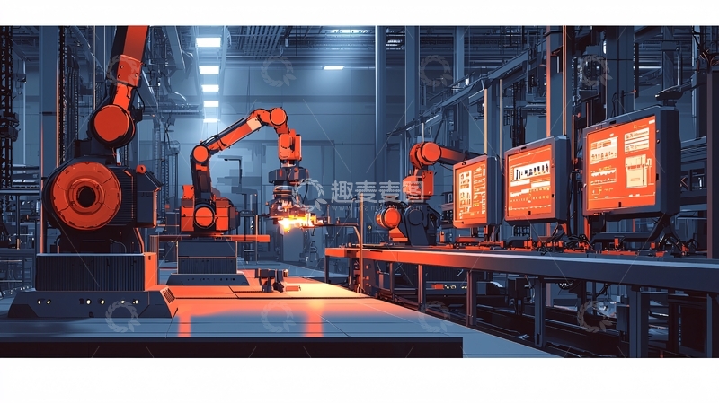 高清大图下载【趣麦麦图】工业机器人自动化生产场景