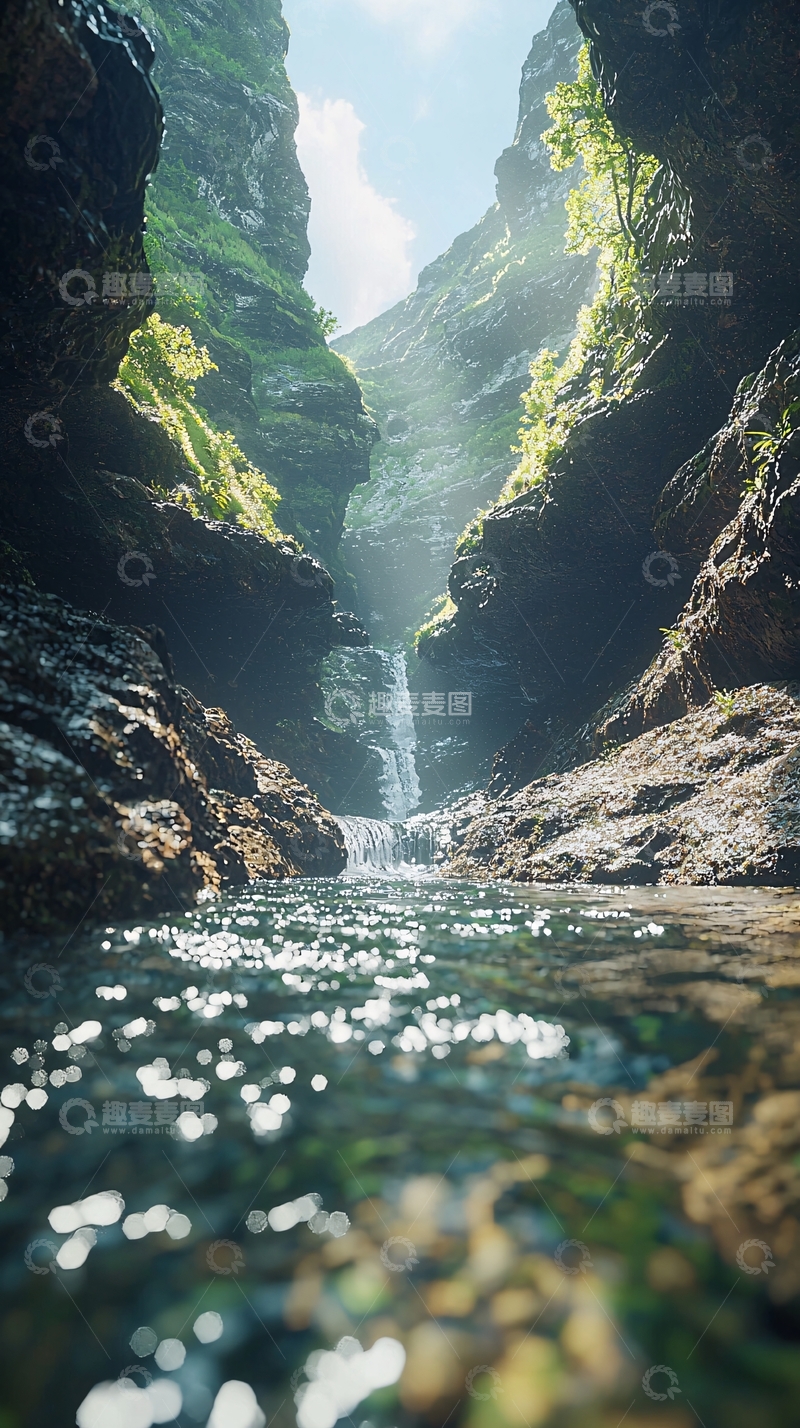 高清大图下载【趣麦麦图】峡谷溪流瀑布
