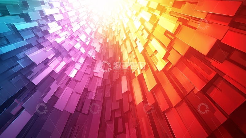 高清大图下载【趣麦麦图】彩色方块聚集放射光芒
