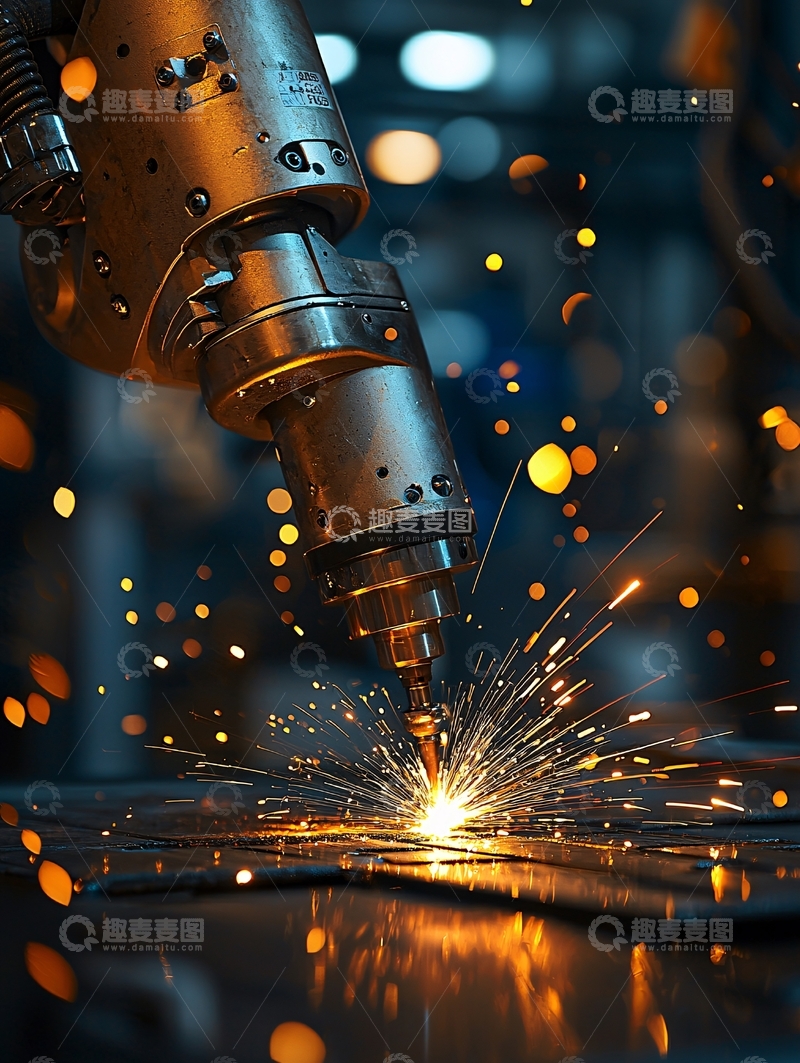 高清大图下载【趣麦麦图】工业机器人激光切割