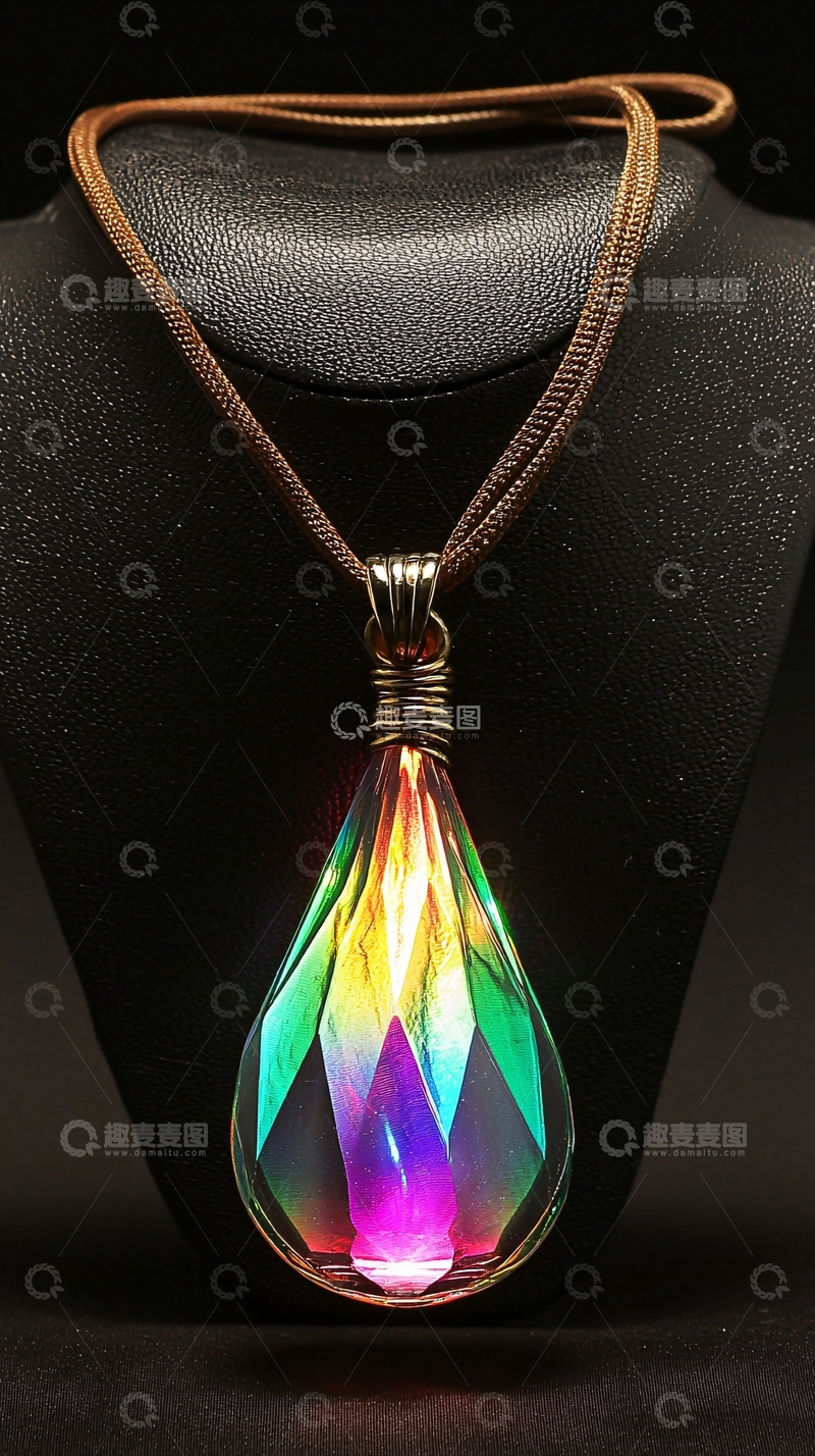 高清大图下载【趣麦麦图】彩虹色水晶吊坠