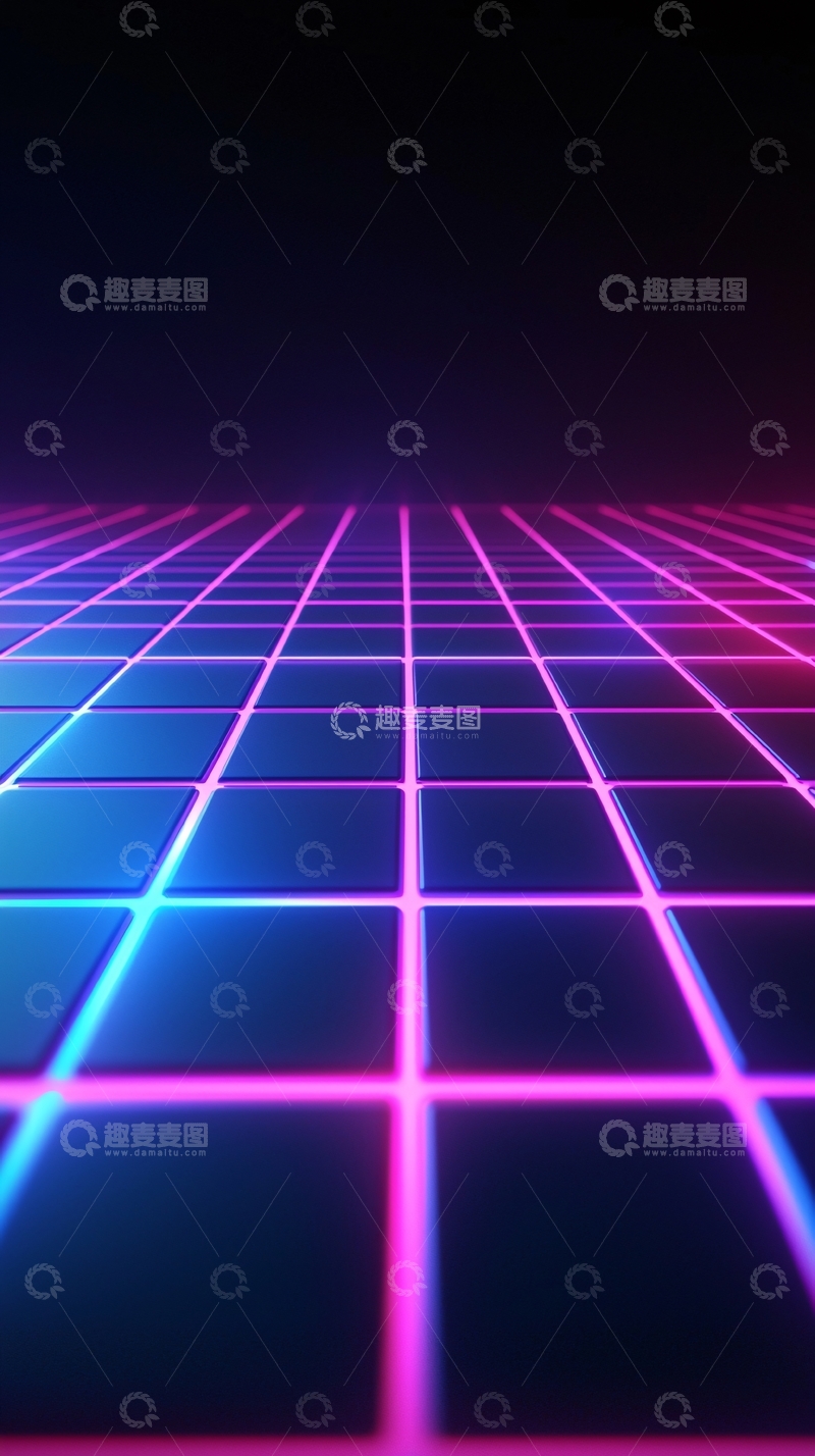 高清大图下载【趣麦麦图】复古霓虹灯格网背景