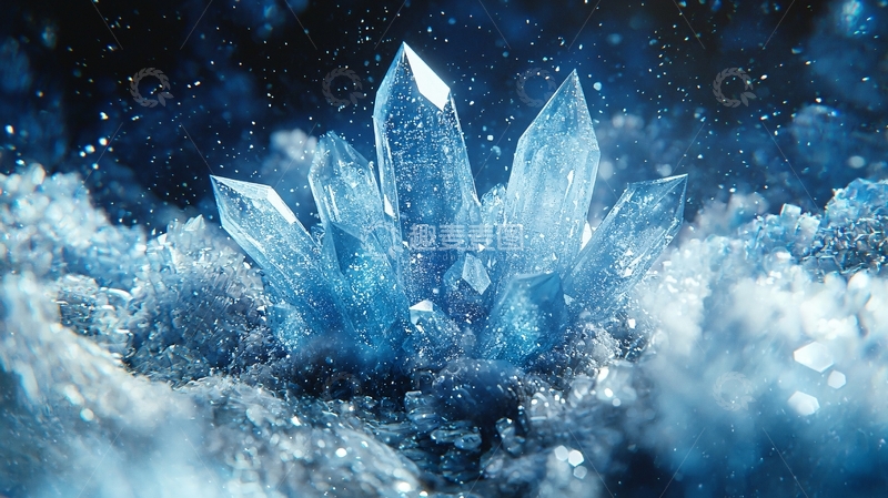 高清大图下载【趣麦麦图】晶莹剔透的蓝色水晶