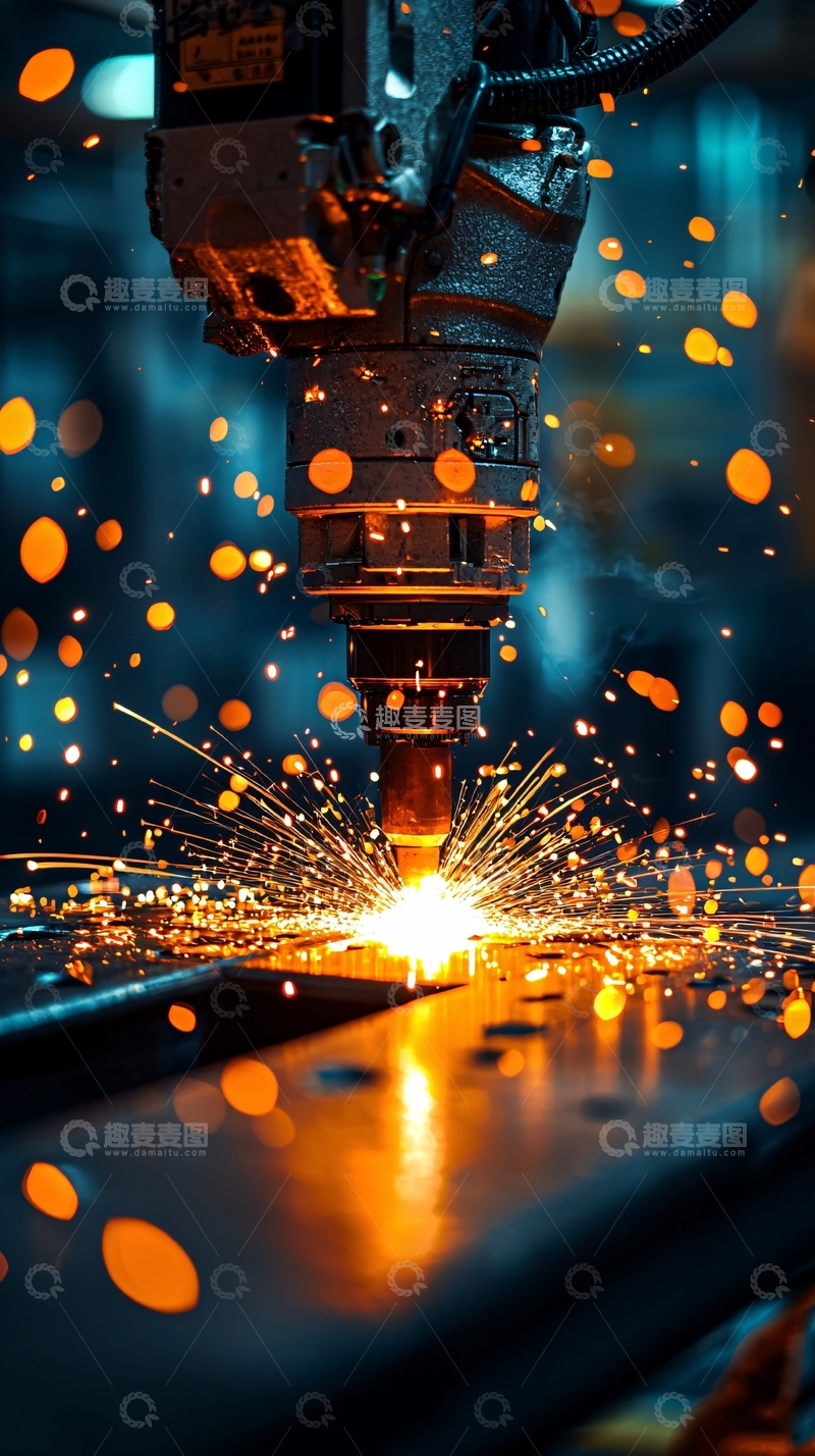 高清大图下载【趣麦麦图】激光切割金属火花四溅