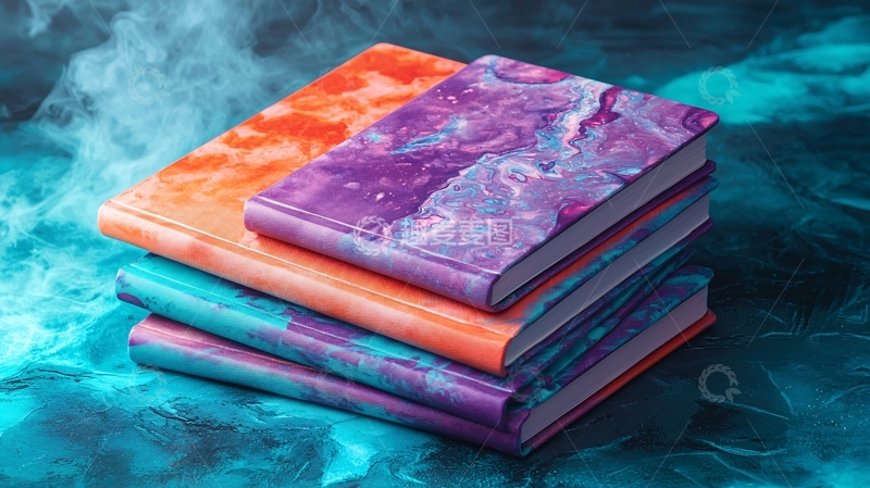 高清大图下载【趣麦麦图】烟雾缭绕的彩色笔记本