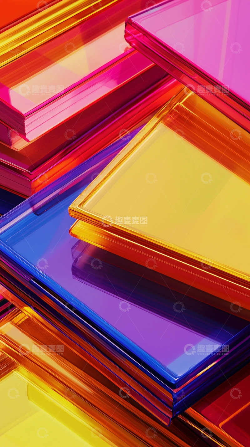 高清大图下载【趣麦麦图】彩色玻璃方块堆叠