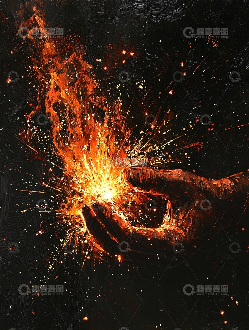 高清大图下载【趣麦麦图】手握火焰
