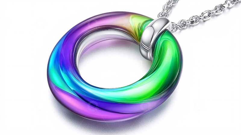 高清大图下载【趣麦麦图】彩虹渐变色圆环吊坠