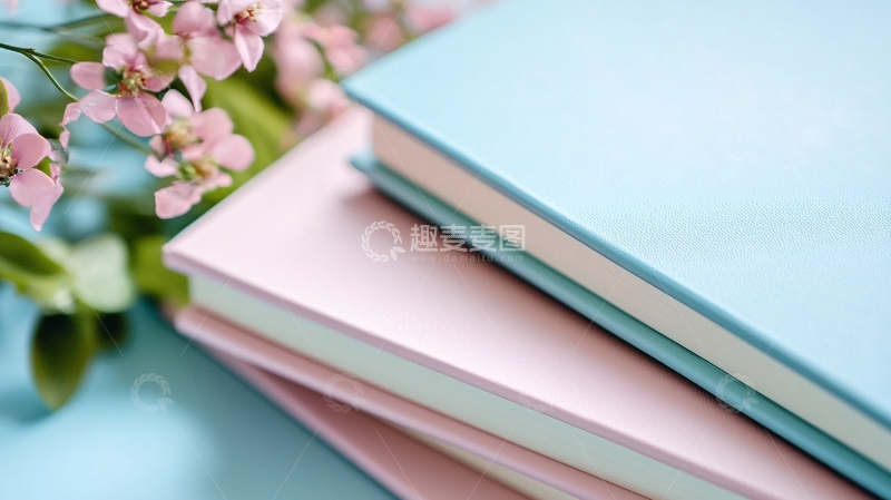 高清大图下载【趣麦麦图】粉色书籍