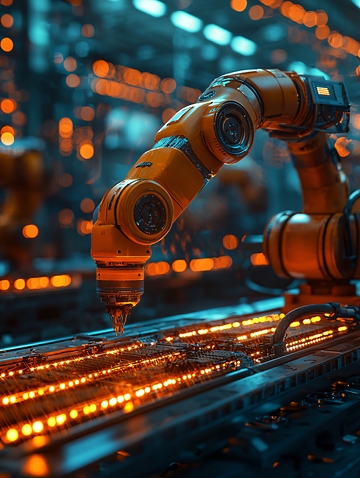 工业机器人手臂切割金属