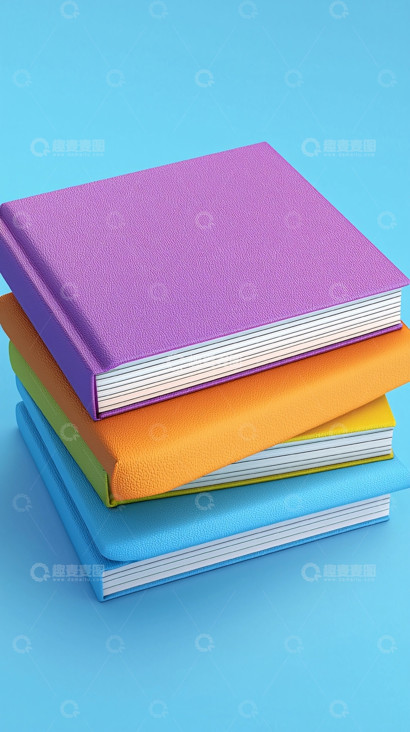 高清大图下载【趣麦麦图】彩色书籍堆叠