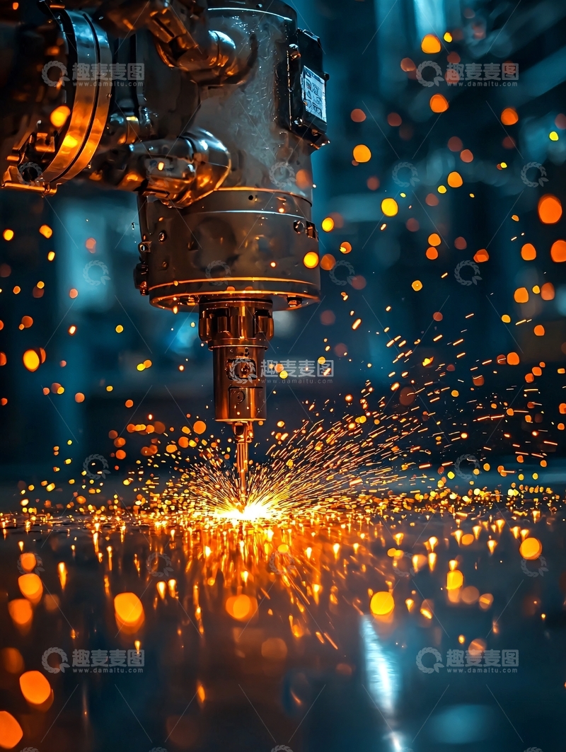 高清大图下载【趣麦麦图】金属激光切割火花四溅