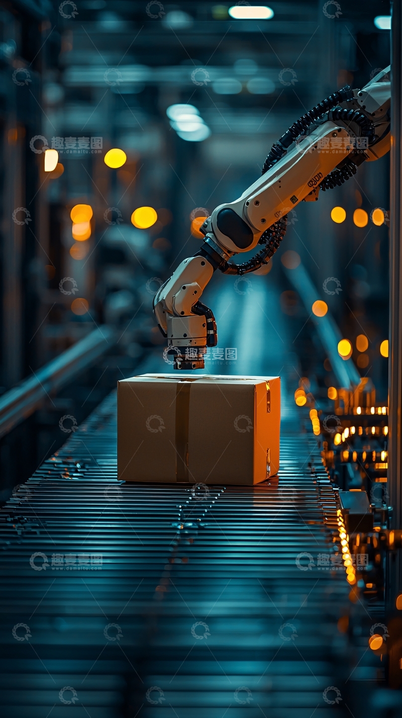 高清大图下载【趣麦麦图】工业机器人包装货物