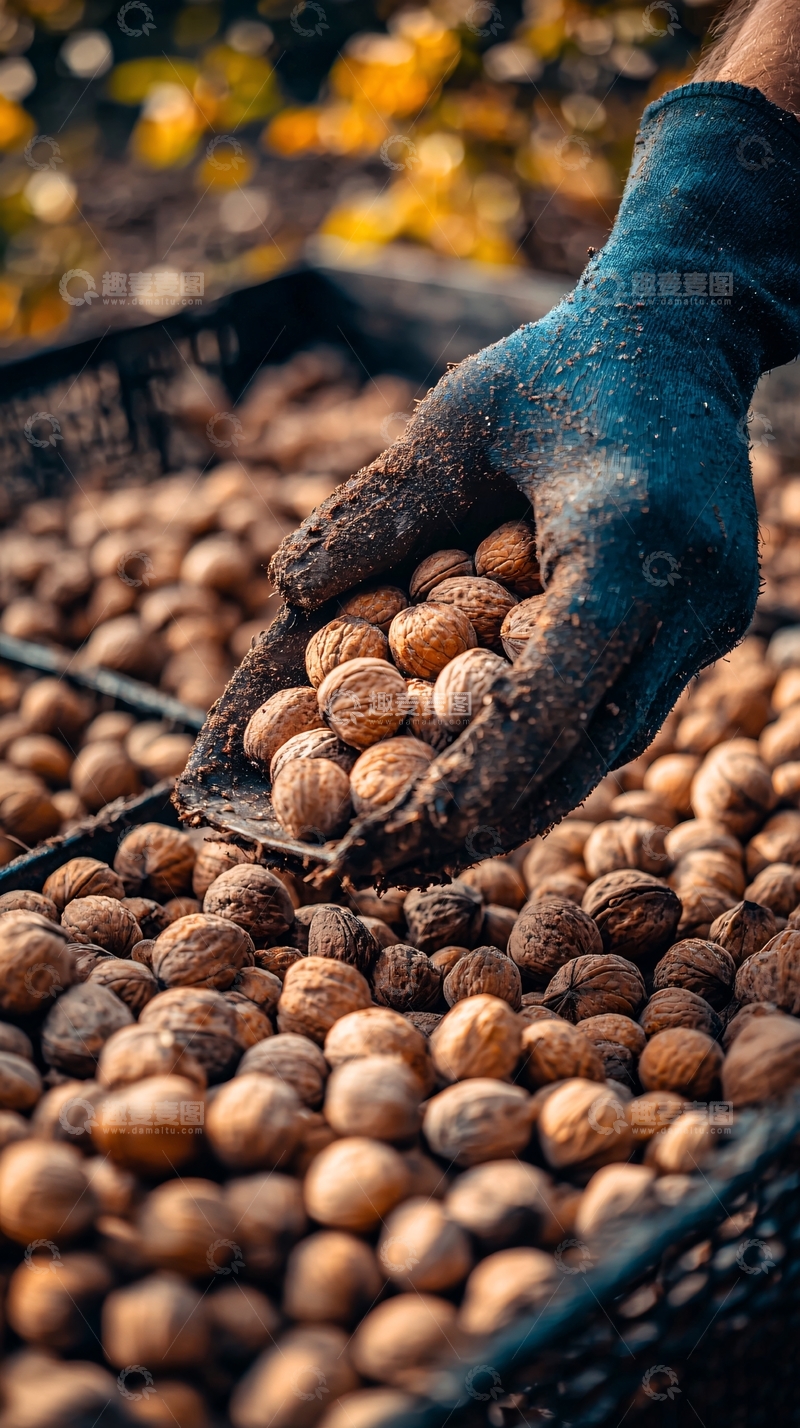 高清大图下载【趣麦麦图】泥土中收获的核桃