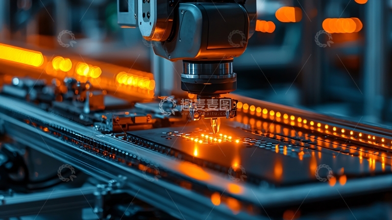高清大图下载【趣麦麦图】自动化生产线上作业的机器