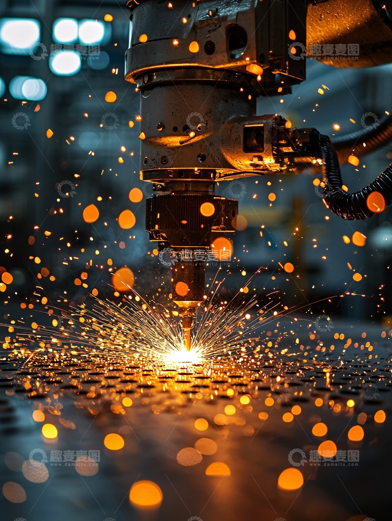高清大图下载【趣麦麦图】工业机器人激光切割