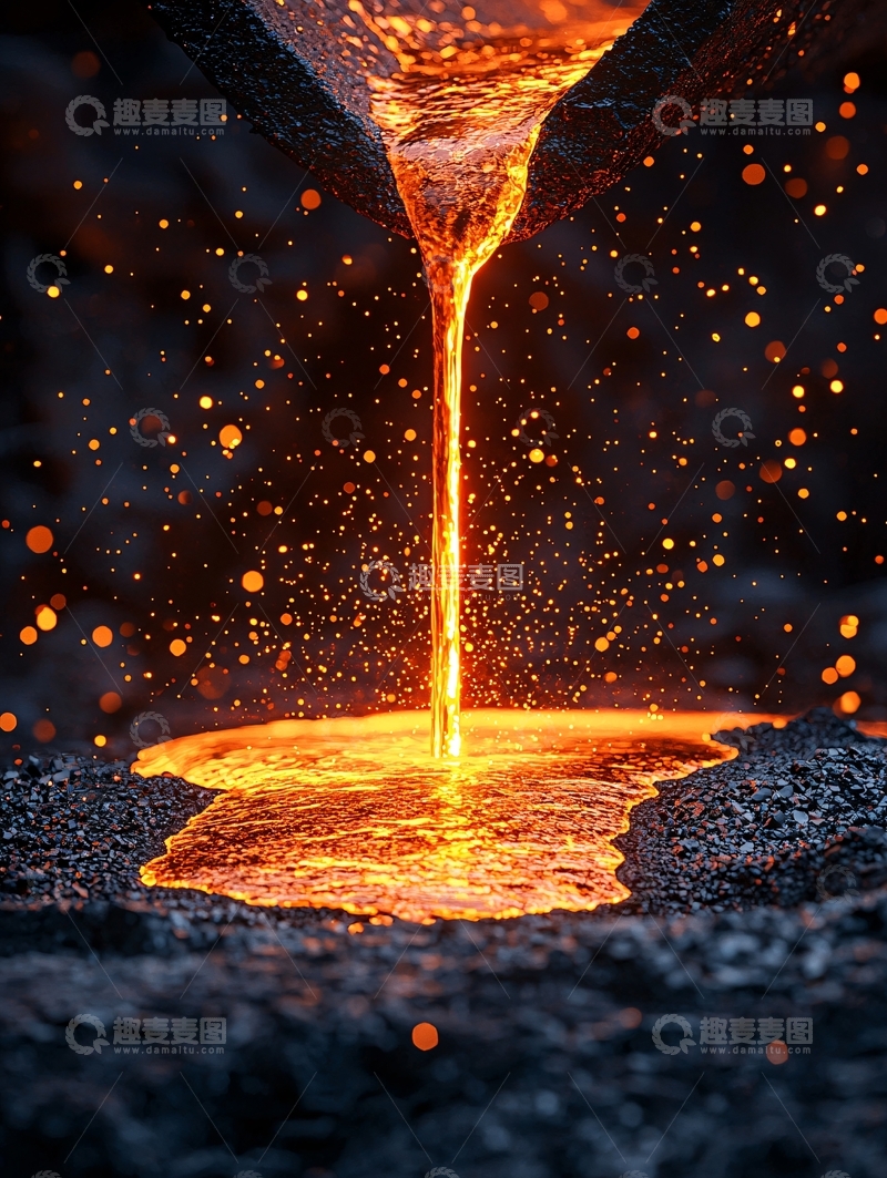 高清大图下载【趣麦麦图】熔炉中倾泻的熔融金属