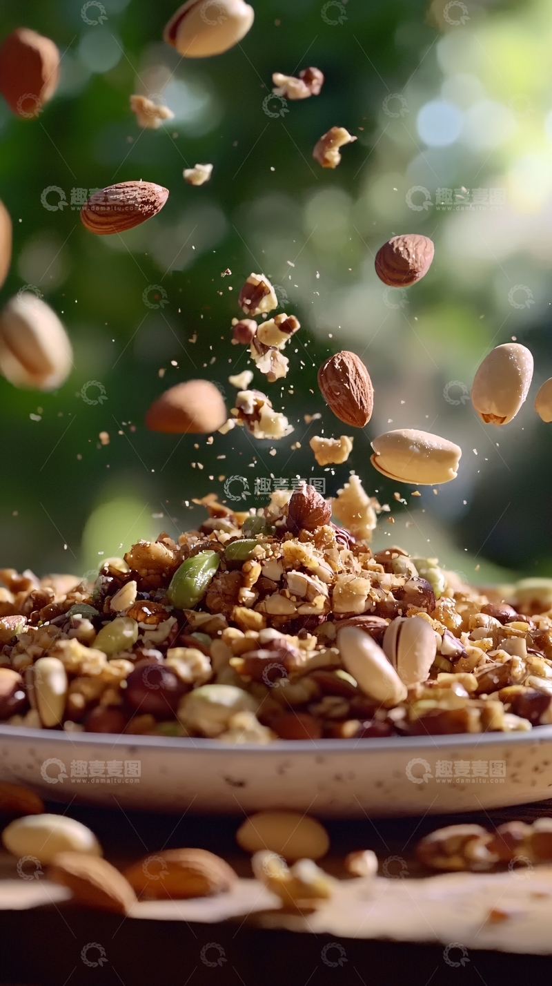 高清大图下载【趣麦麦图】飞溅的坚果混合物