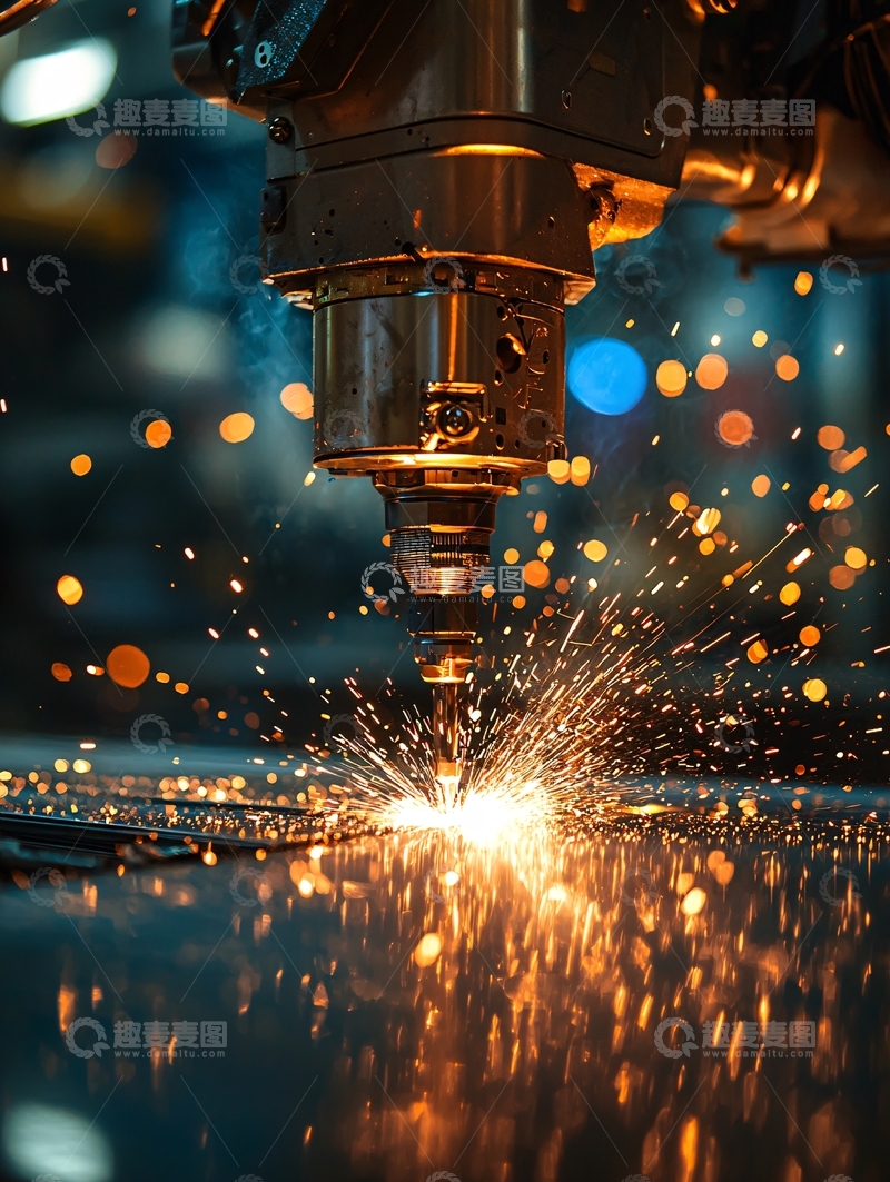 高清大图下载【趣麦麦图】激光切割金属火花四溅