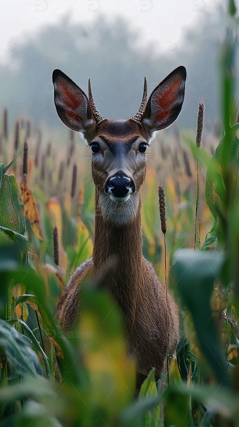 玉米地里的小鹿