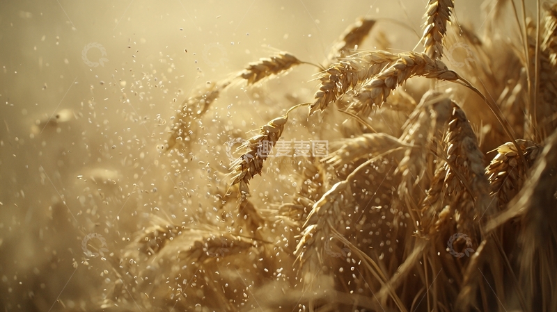 高清大图下载【趣麦麦图】金黄麦浪轻柔飞舞