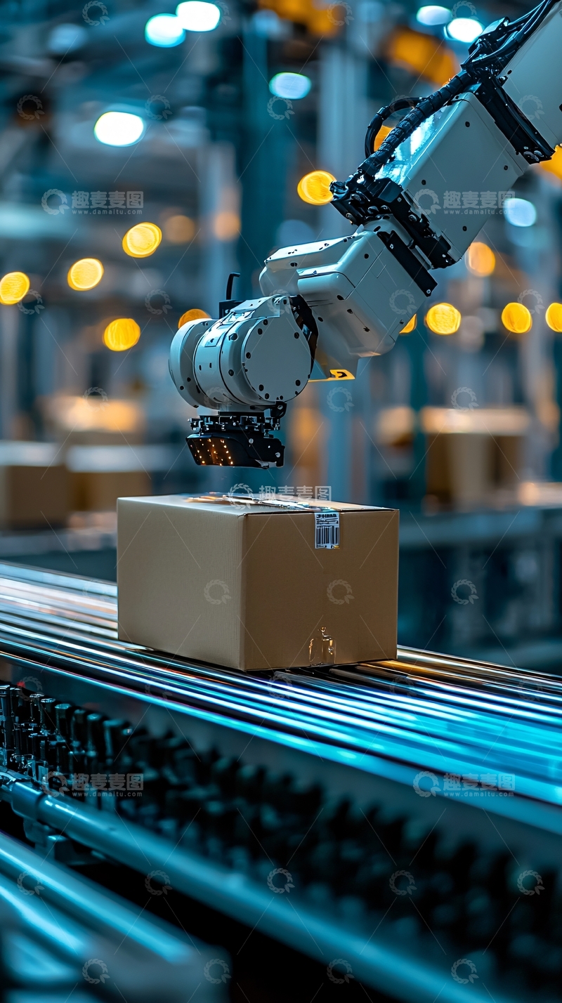 高清大图下载【趣麦麦图】工业机器人搬运纸箱
