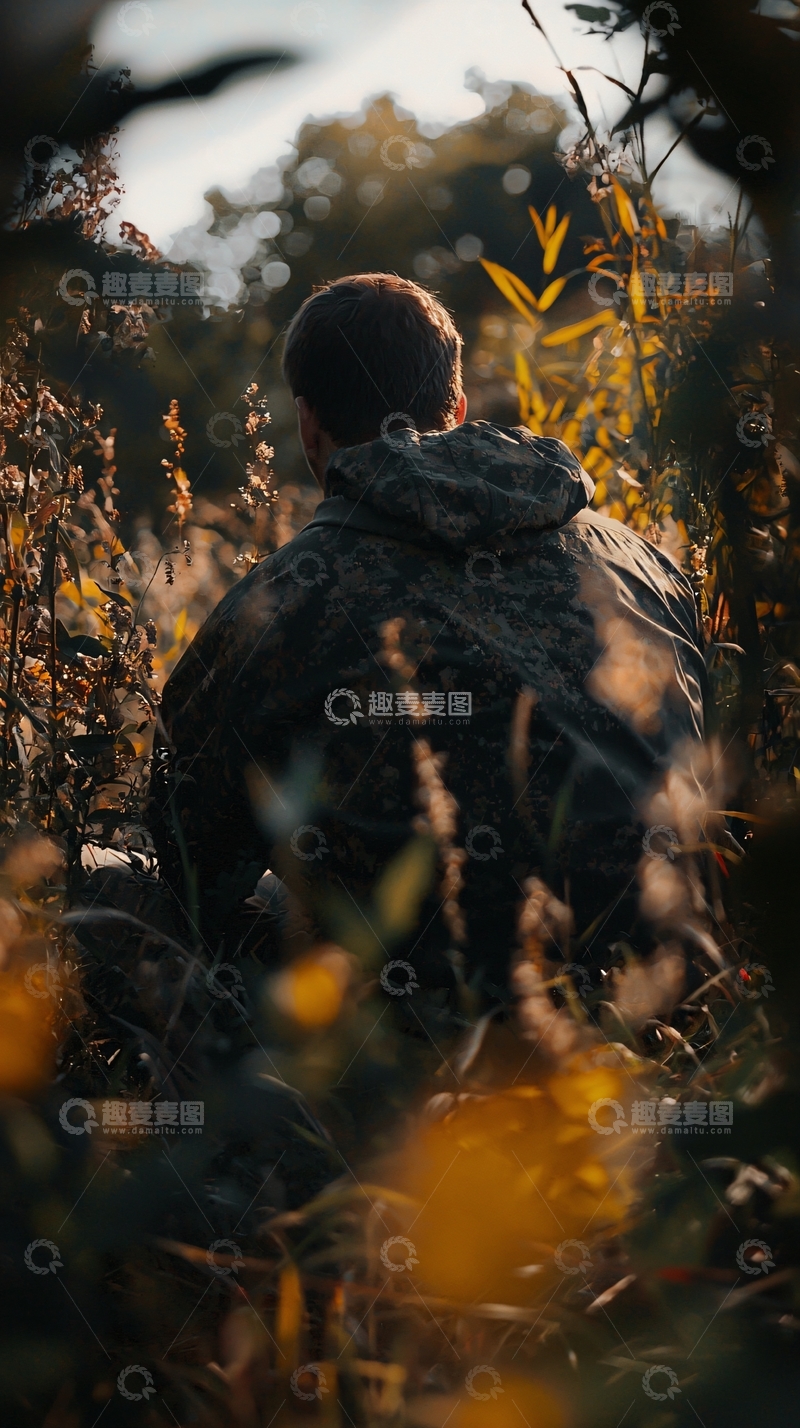 高清大图下载【趣麦麦图】丛林中背影