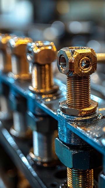 金属管道与螺丝特写
